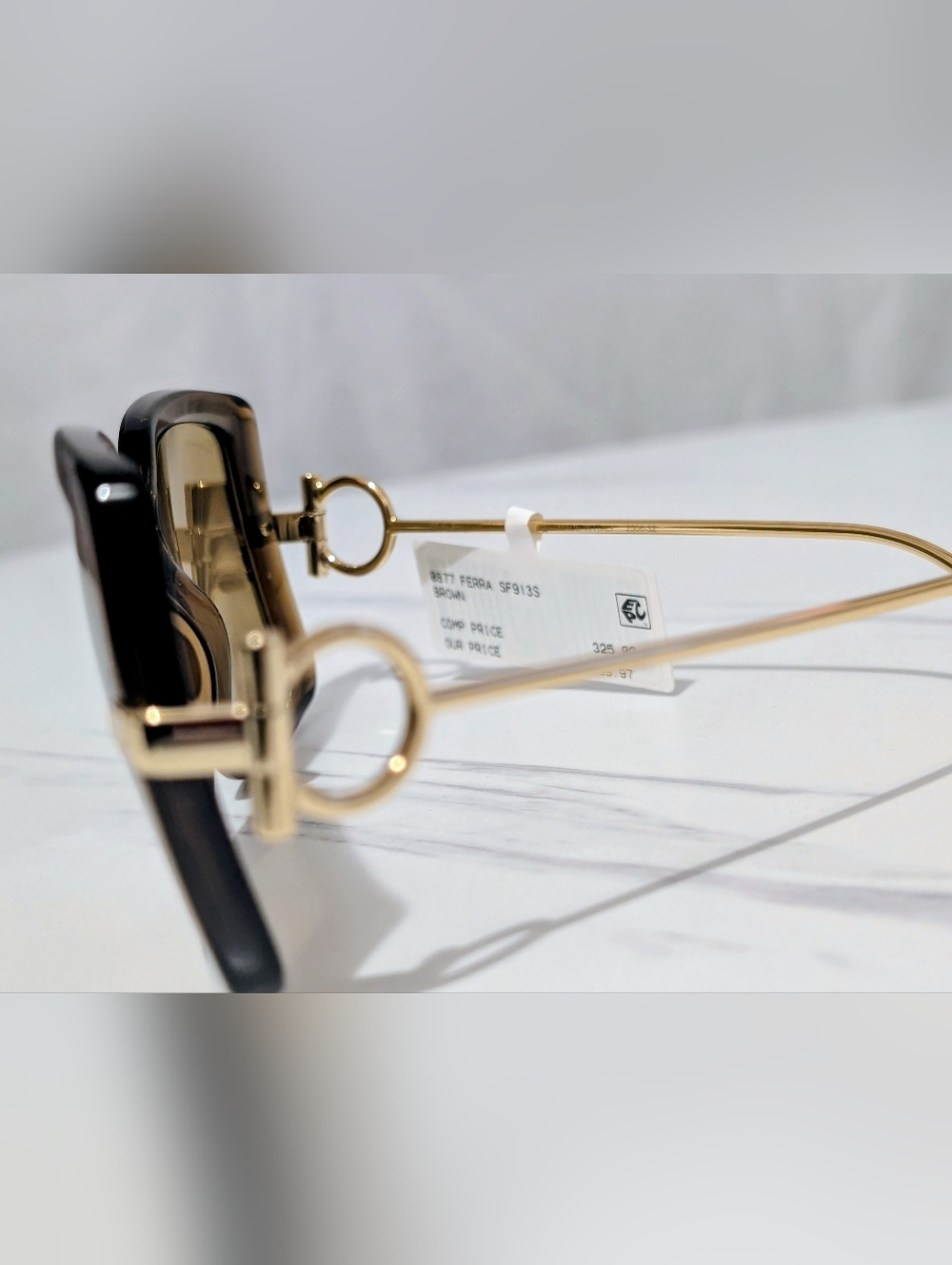 Salvatore Ferragamo SF913S Oversized Square Sunglasses Brown Gold New w/ Case - Picture 9 of 11